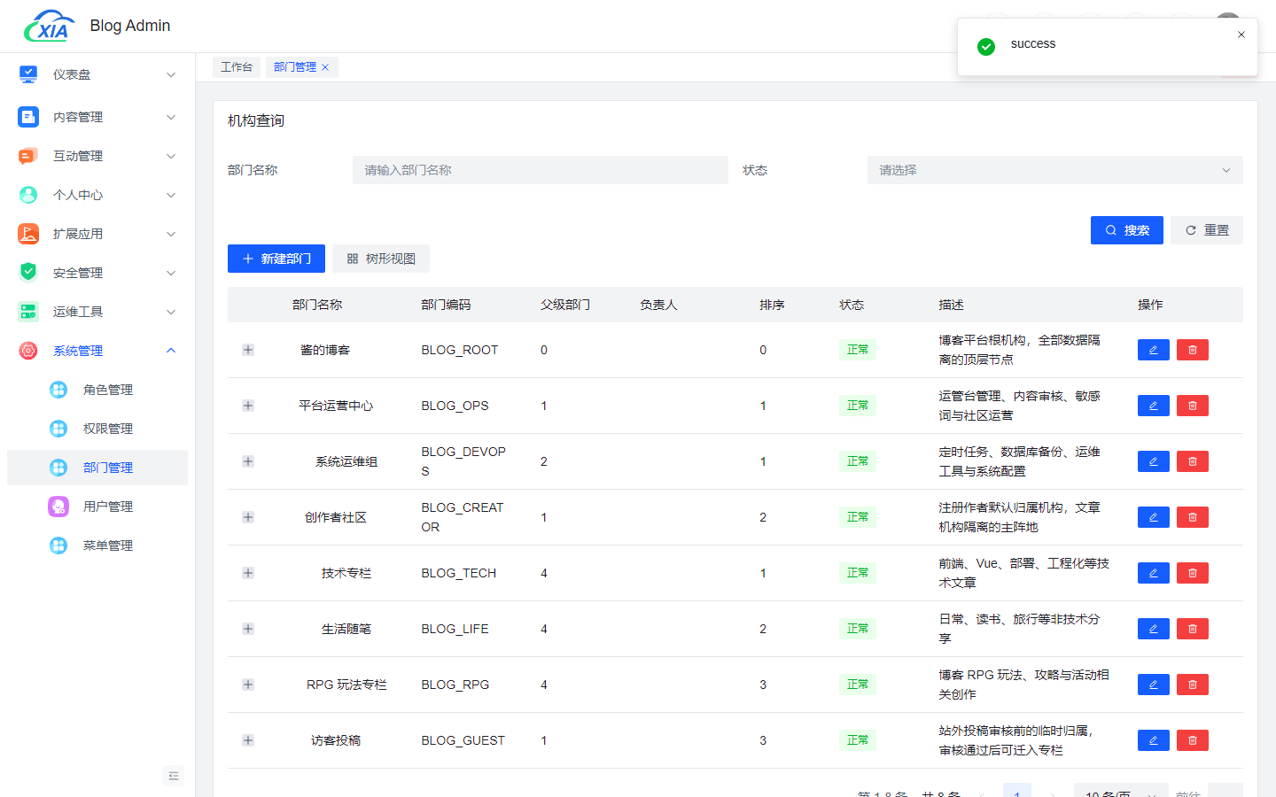 部门列表
