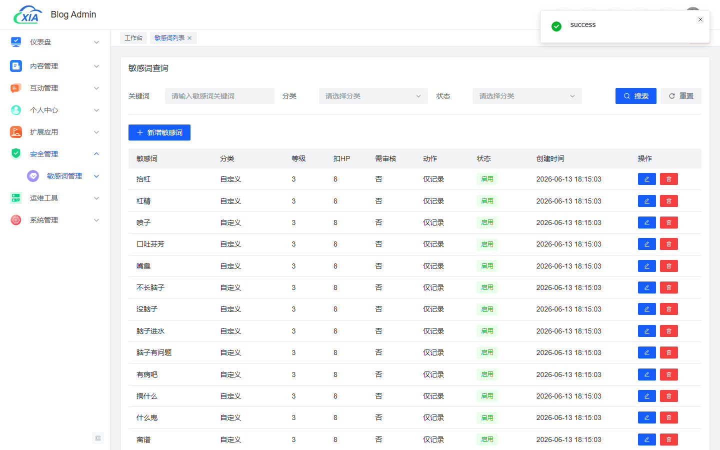 敏感词列表
